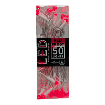 50-Light 5mm Red Frosted LED White Wire Light Set