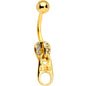 Clear Gem Zip It Up Zipper Dangle Belly Ring