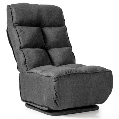 360-Degree Swivel Folding Floor Chair with 6 Adjustable Positions