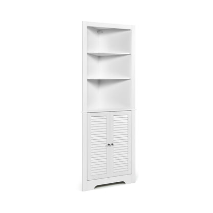 Free Standing Tall Bathroom Corner Storage Cabinet with 3 Shelves