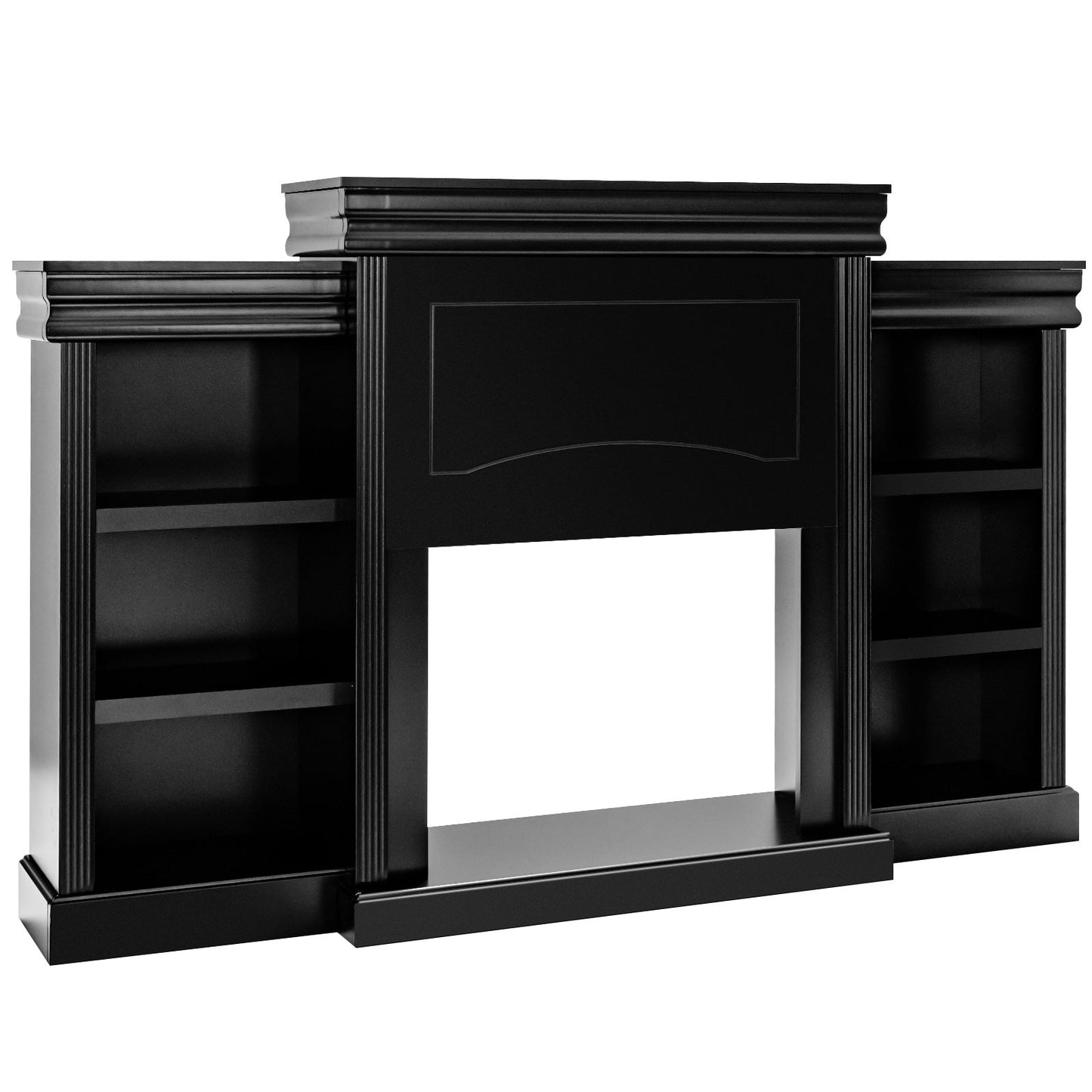 70 Inch Modern Fireplace Media Center with Bookcase