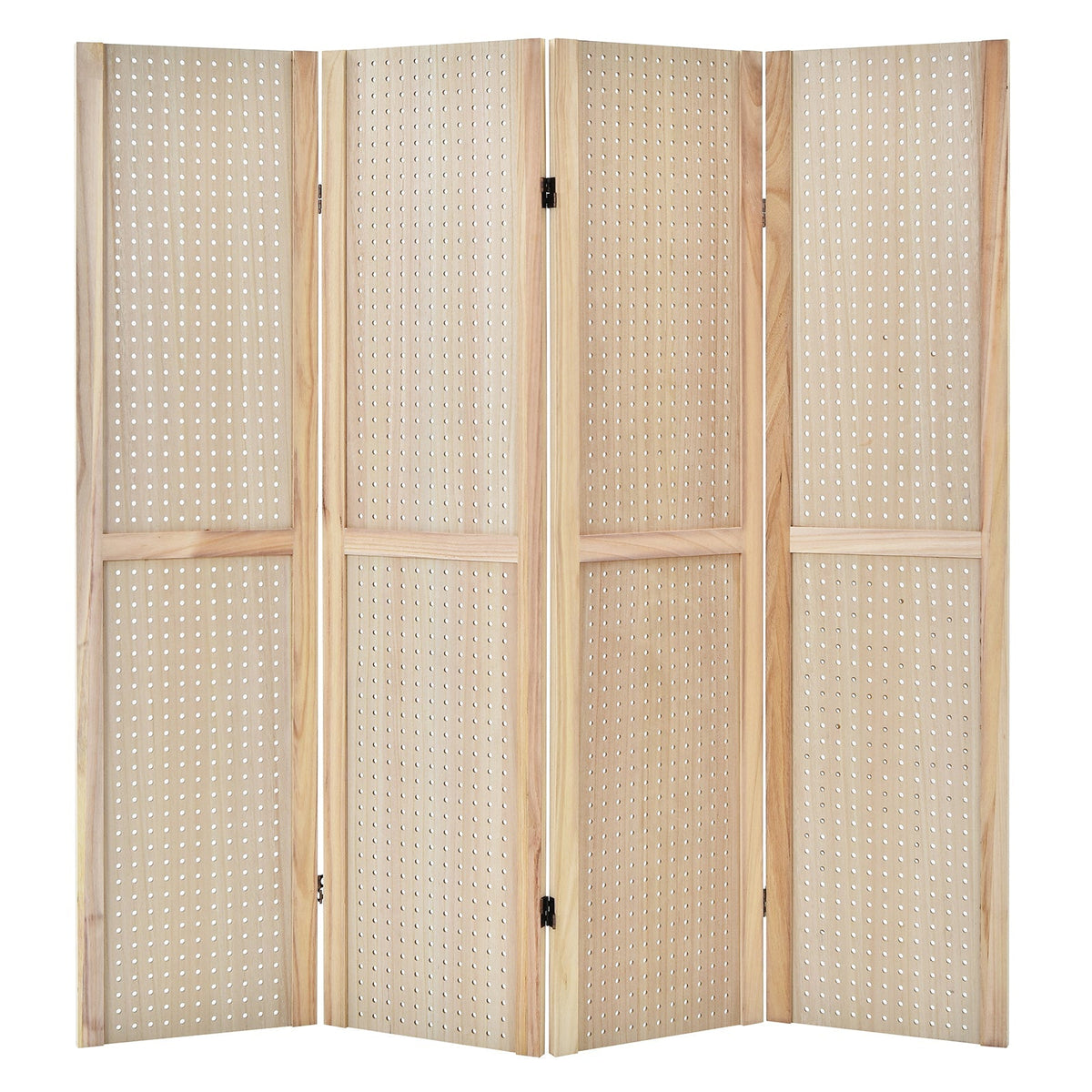 4-Panel Pegboard Display 5 Feet Tall Folding Privacy Screen for Craft Display Organized