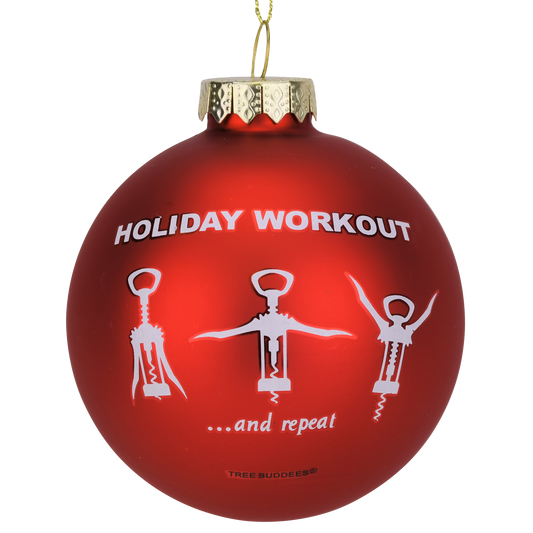 Wine Opener Holiday Workout Funny Glass Christmas Ornament