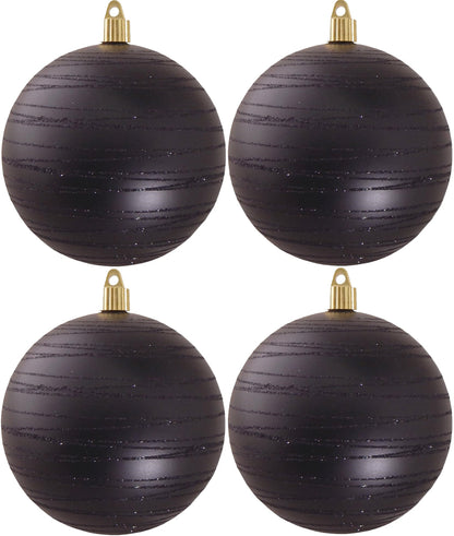 4.75" (120mm) Commercial Shatterproof Ball Ornament set of 4 - Soot Black with Tangles