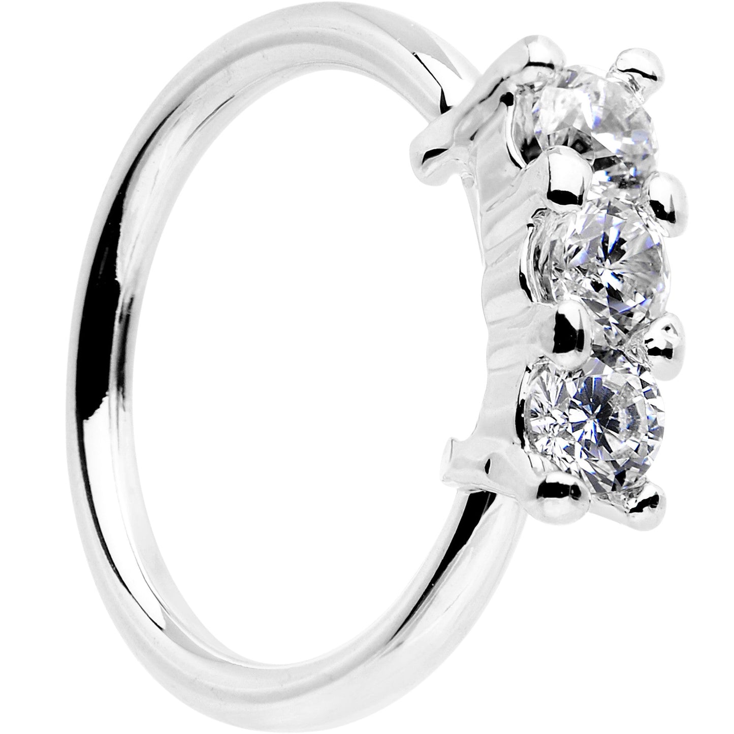 18G Clear CZ Trio Annealed Seamless Circular Ring