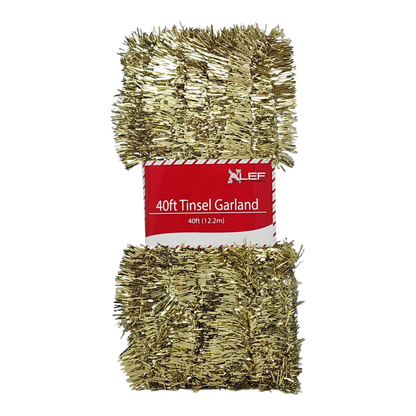 40 Feet Metallic Tinsel Garland - Gold