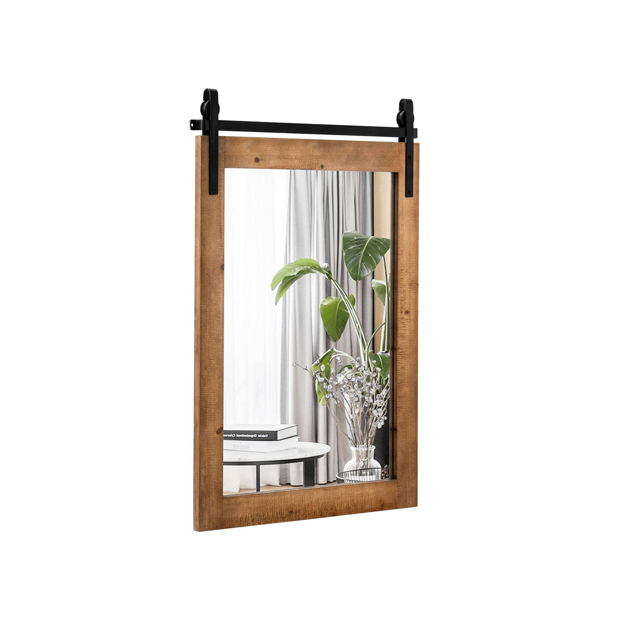 30 x 22 Inch Wall Mount Mirror with Wood Frame