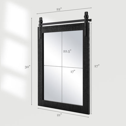 30 x 22 Inch Wall Mount Mirror with Wood Frame