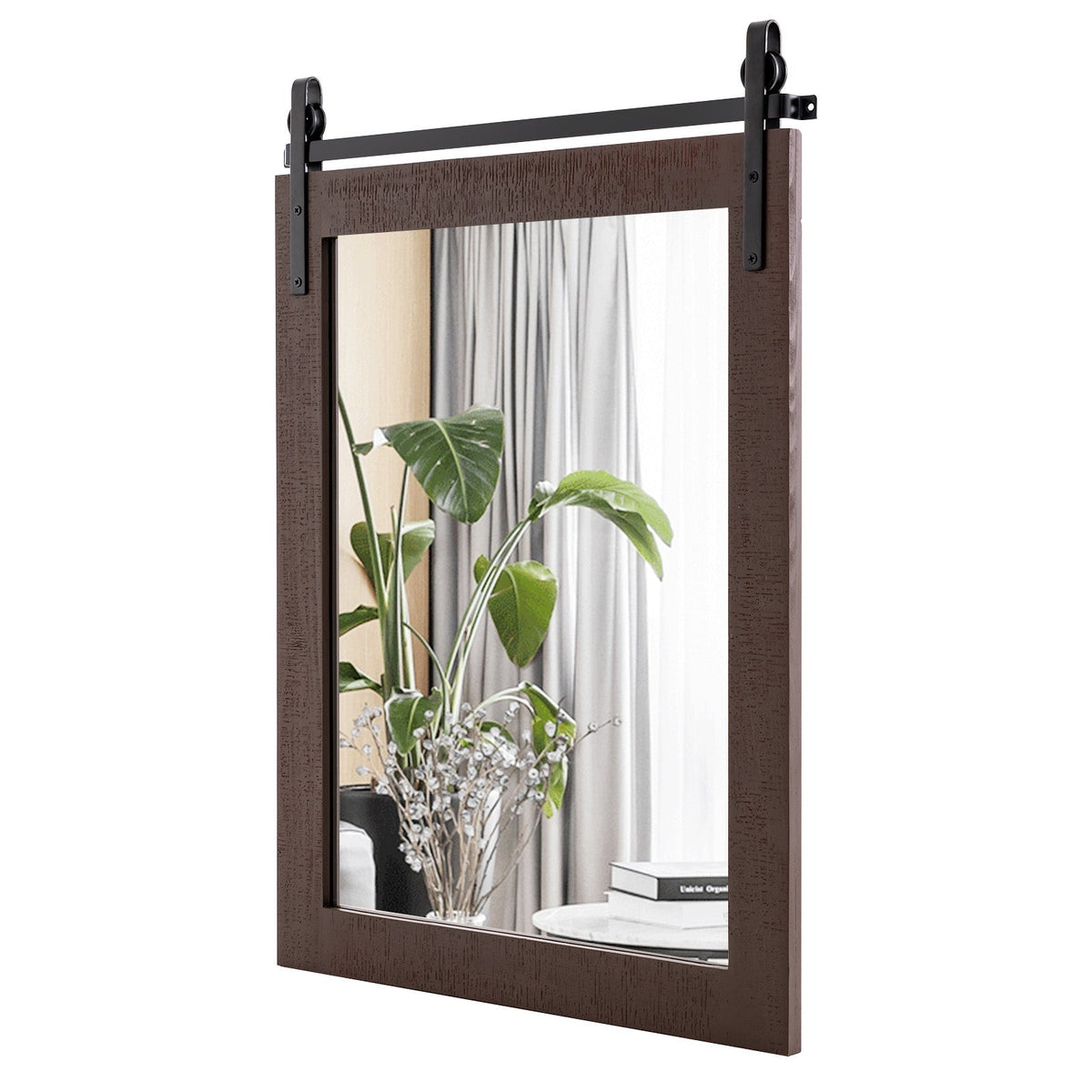 30 x 22 Inch Wall Mount Mirror with Wood Frame