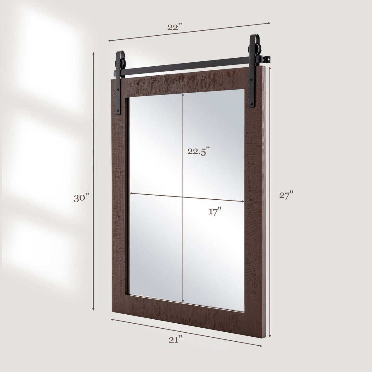 30 x 22 Inch Wall Mount Mirror with Wood Frame