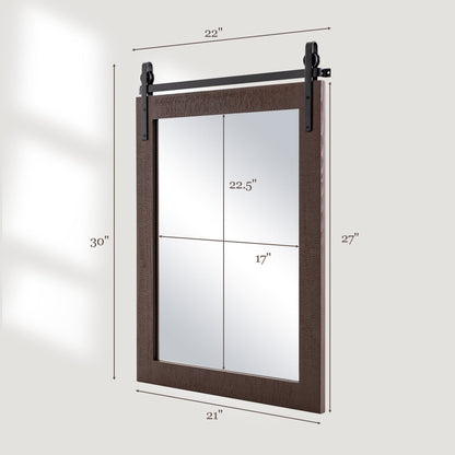 30 x 22 Inch Wall Mount Mirror with Wood Frame