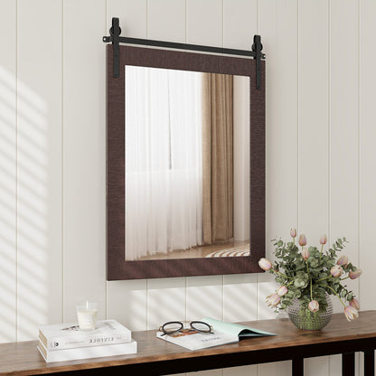 30 x 22 Inch Wall Mount Mirror with Wood Frame