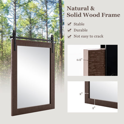 30 x 22 Inch Wall Mount Mirror with Wood Frame