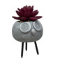 Faux Purple Succulent In Planter - Owl