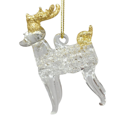 Spunglass Ornament - Gold Reindeer