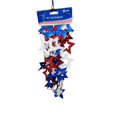 Patriotic Holgraphic Star Garland - 9 Feet
