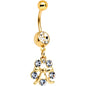 Clear Gem Gold PVD Halo Pretty Bow Belly Ring