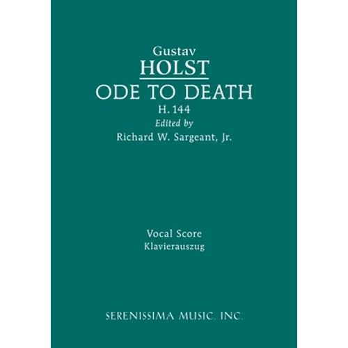 Ode to Death, H.144: Vocal score - Paperback