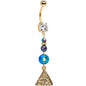 Eye of the Pyramid Dangle Belly Ring Created with Crystals