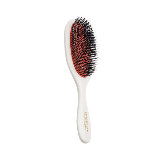 Mason Pearson BN3 Ivory Nylon Bristle Hair Brush - Gentle Detangling, Portable Luxury Hair Care Tool