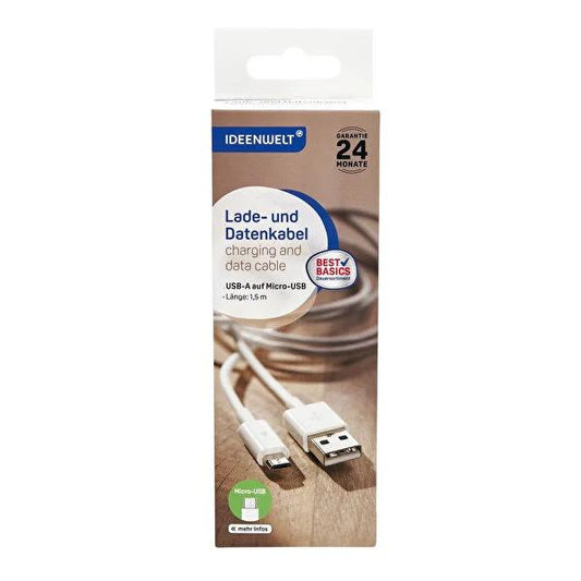 Ideenwelt USB to Micro USB Cable, 1.5M Data Transfer & Charging Cable - Compatible with Micro USB Devices