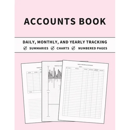 Accounts Book: Ledger for Daily, Monthly, and Yearly Tracking of Income and Expenses for Self Employed, Personal Finance, or Small Businesses (Chalk P - Paperback