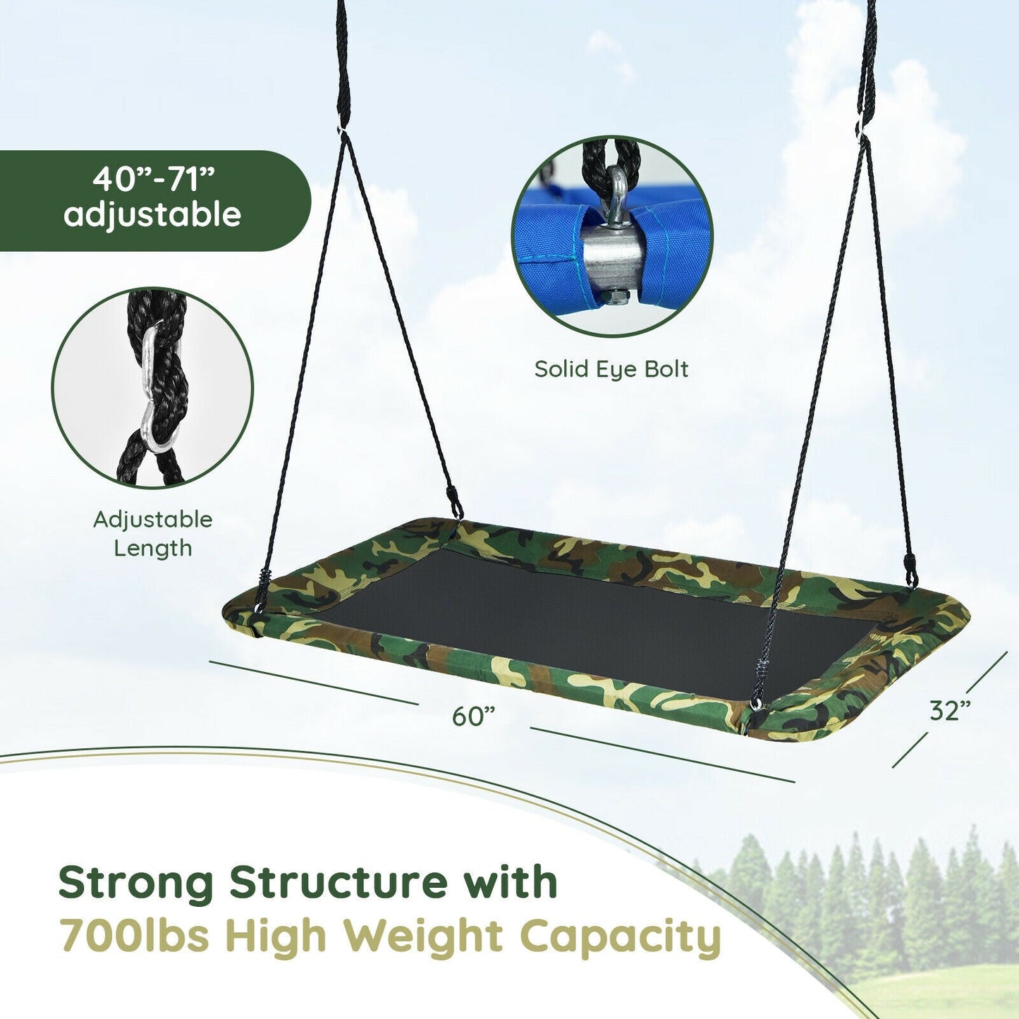 60 Inches Platform Tree Swing