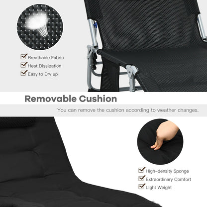 4-Fold Oversize Padded Folding Lounge Chair with Removable Soft Mattress