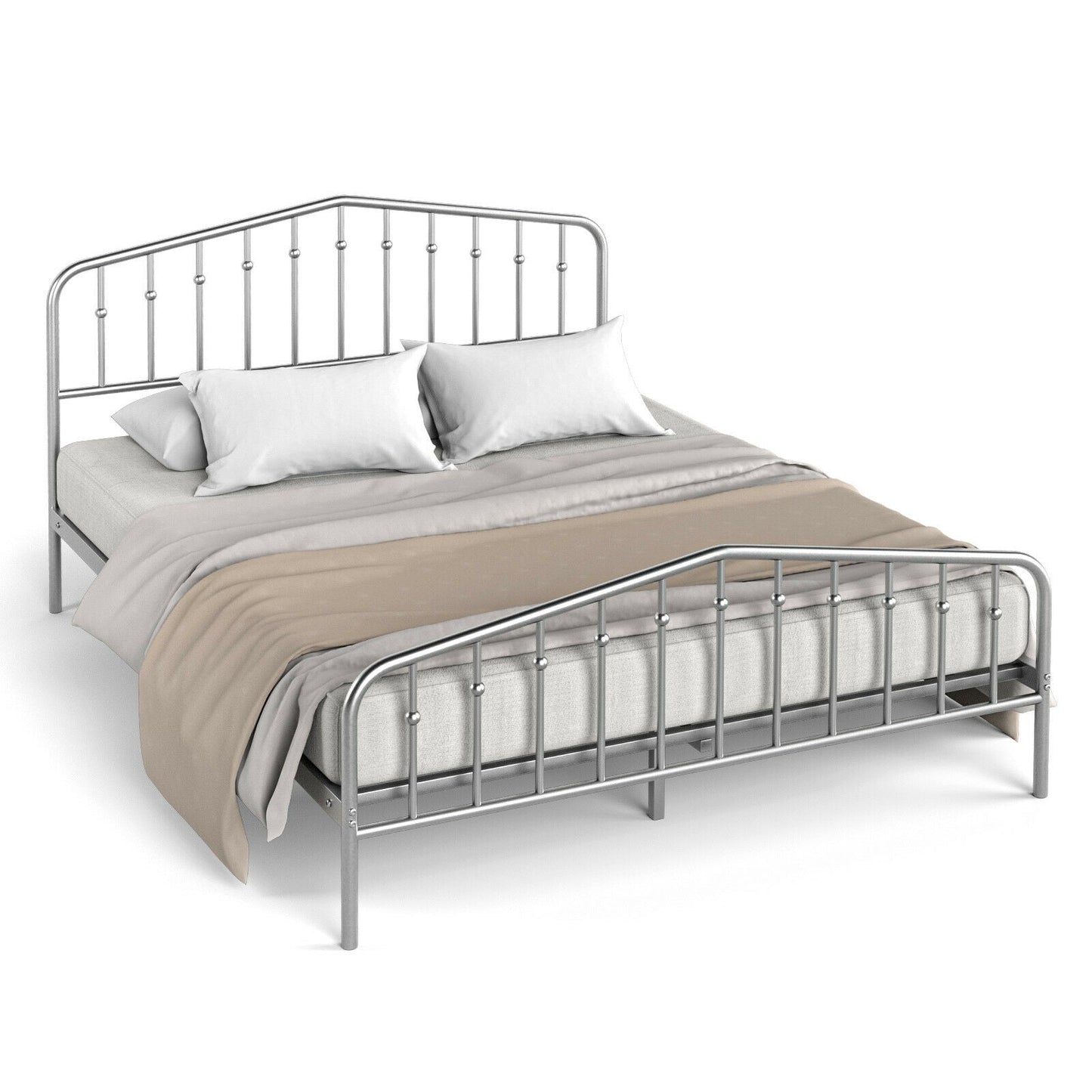 Queen Size Metal Bed Frame Slat Platform