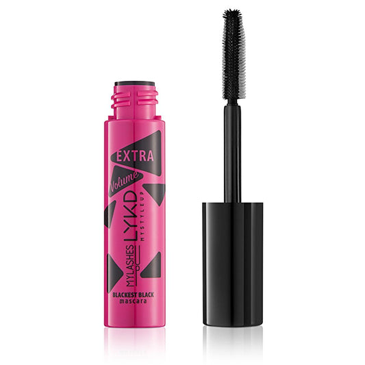 LYKD Extra Volume Blackest Black Mascara - Volumizing, Long-Lasting, Smudge-Proof Eye Makeup