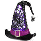 9.75"H Battery-Operated Lighted Spinning Smoky Water Globe Witch Hat in Black