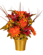 Harvest Floral Arrangements in Gold Weighted Pot -