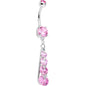 Pink Gem Cascading Waterfall Dangle Belly Ring