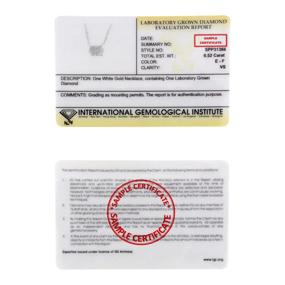 IGI Certified East-West Oval Lab-Grown Diamond Solitaire Pendant in 10K White Gold 1/2 Cttw