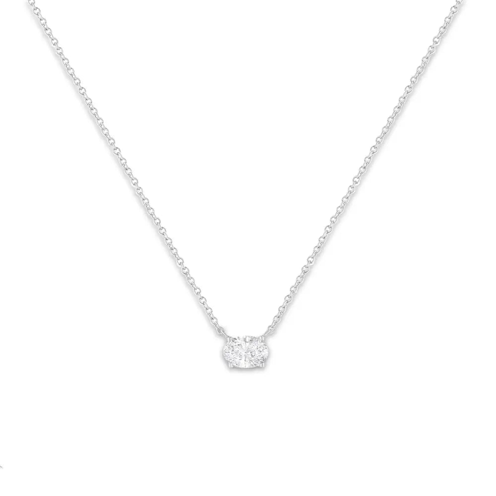 IGI Certified East-West Oval Lab-Grown Diamond Solitaire Pendant in 10K White Gold 1/2 Cttw