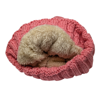 Knit Hat With Three Interchangeable Poms - Rose Pink
