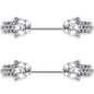 14G 9/16 Clear Gem Star Hamsa Hand Barbell Nipple Ring Set