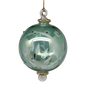 Etched Blown Glass Ball with Crystal Accents - Green
