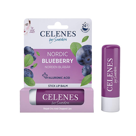 Celenes Nordic Blueberry Stick Lip Balm - Natural Moisturizing Lip Care with Hyaluronic Acid & Blueberry Extract