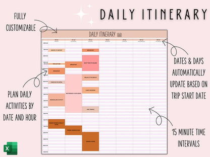 Travel Planner Digital Travel Planner for Travel Itinerary Digital Holiday Planner Holiday Itinerary Travel Organizer Travel Budget Excel