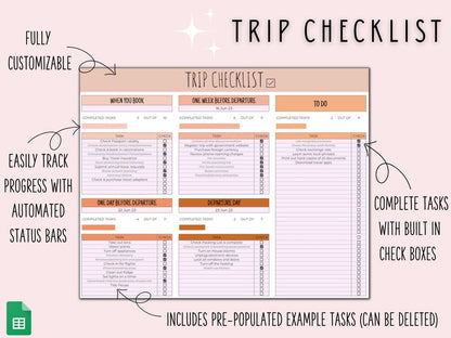 Travel Planner Digital Travel Planner for Travel Itinerary Digital Holiday Planner Holiday Travel Organizer Travel Budget Google Sheets