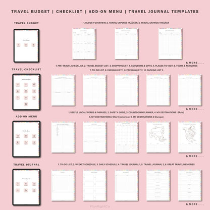 Digital Travel Planner, Travel Journal, Trip Planner, Vacation Planner, Travel Organizer, Holiday Planner, GoodNotes Planner, Packing List