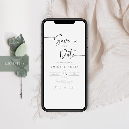 Electronic Save the Date, Minimalist Save The Date E-vite, Electronic Wedding Invitation, Save the Date for Phone, SD-59