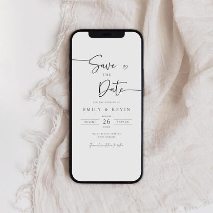 Electronic Save the Date, Minimalist Save The Date E-vite, Electronic Wedding Invitation, Save the Date for Phone, SD-59