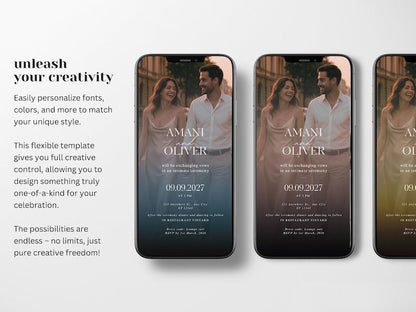 Electronic Wedding Reception Invitation Canva Template, Modern Evite, Digital Wedding Ceremony Reception Invite, Wedding Announcement
