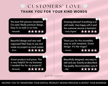 PLR Undated Digital Planner, Hyperlinked. Premium Design, Aesthetic Pink Pastels PLR Canva Template Resell Planner with Private Label Rights