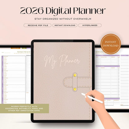 2026 Digital Planner | ADHD-Friendly Hyperlinked GoodNotes Planner | Goal, Budget, Health & Home Organizer | Undated Life Plan