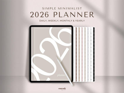 Simple Digital Planner | 2026 Planner | Minimalist Planner | Daily Planner, Weekly Planner, Monthly Planner, iPad Planner, GoodNotes Planner