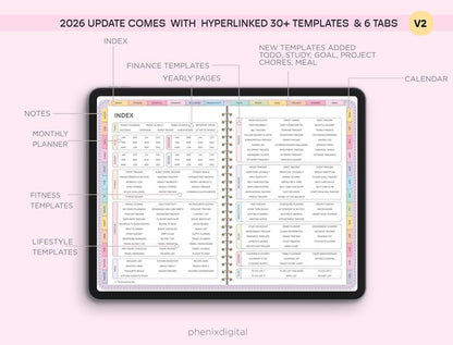 All-in-One Digital Planner 2026, 2027, 2028 Digital Planner, Digital Journal, Digital Goodnotes Template, Weekly, Daily Planner, Notability