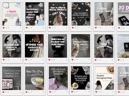 400+ Faceless Instagram Carousel Templates Canva | Aesthetic IG & TikTok Slides | PLR MRR Digital Product to Resell
